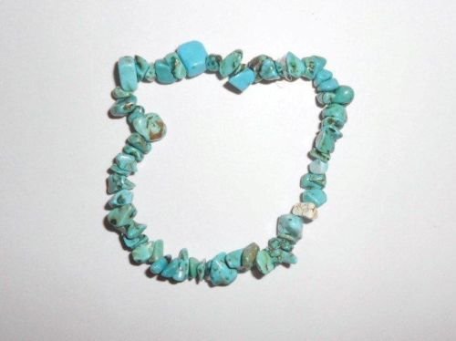 Promotion *(Buy 2 Get 1 Free) 1 Natural Healing Crystal Blue Turquoise Chip Gemstone 7 Inch Stretch Bracelet