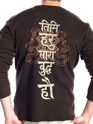 

Super Buddha Men's "All The Buddha Mantra" Organic Long Sleeve Thermal