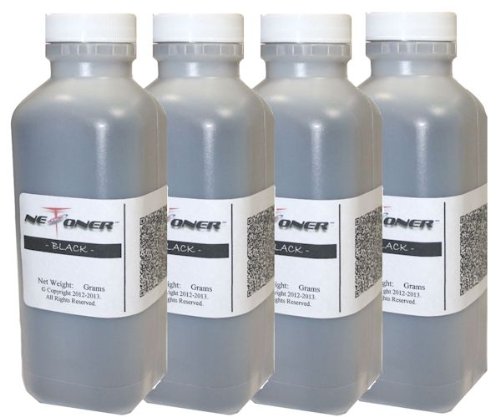 NE IMAGE© - 4 Black Laser Toner Refill Kit for Brother TN-310, TN-315 (TN-310BK, TN-315BK) + 4 Hopper Caps