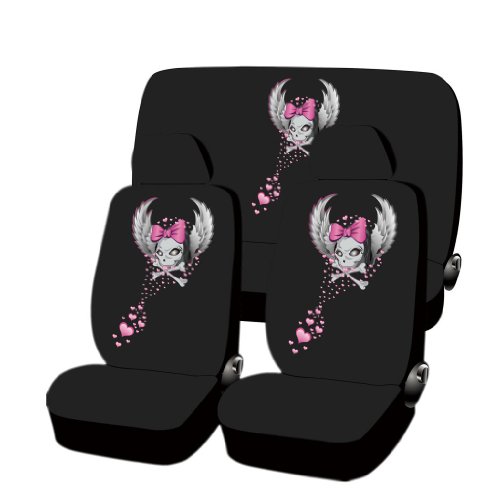 All New Wild Skull Design Microfiber Seat Covers Car Van Truck Suv Set Universal