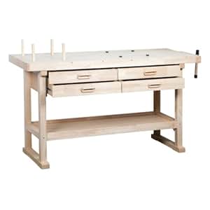 60 Hardwood Workbench with 4 Drawers - Work Bench 
