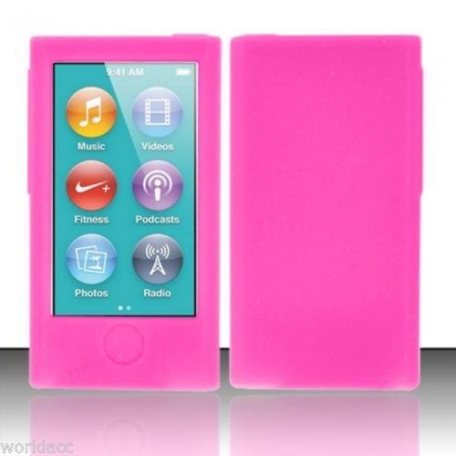 

Silicone Rubber Skin Case Cover for iPod Nano 7th Generation-Pink