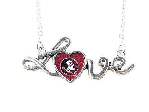 Florida State Seminoles FSU Heart Love Script Fashion Necklace Jewelry