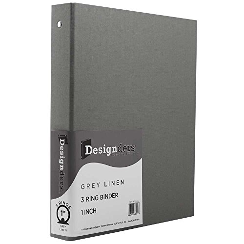 JAM Paper® Designders® - Heavy Duty Cloth Covered Linen Binders - 1 Inch Width - Gray Linen - Sold Individually
