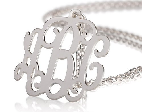 Monogram Necklace Sterling Silver Personalized Name Necklace