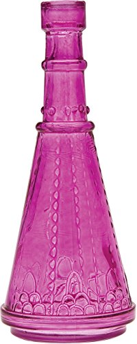 Luna Bazaar Small Vintage Glass Bottle (6.75-Inch, Cone Design, Fuchsia Pink) - Flower Bud Vase - For Home Decor, Party Decorations, and Wedding Centerpieces