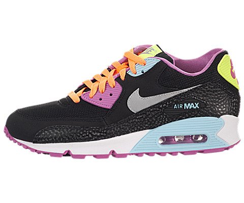 nike air max 90 2007 (kids) - black /metallic silver-red violet