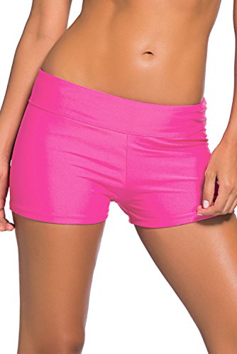 Aleumdr Women's Wide Waistband Bottom Shorts Swimming Panty Pink(FBA)