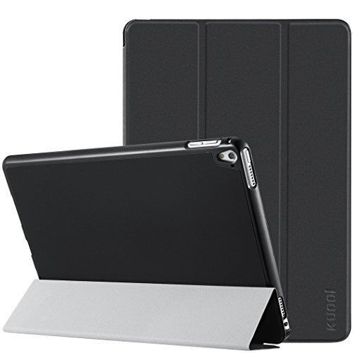 iPad Pro 9.7 Case, Kuool® Slim Fit Smart Folio Leather Case Cover with with Trifold Stand Auto Wake/Sleep Feature for Apple iPad Pro 9.7 Inch (2016 Model)-Black