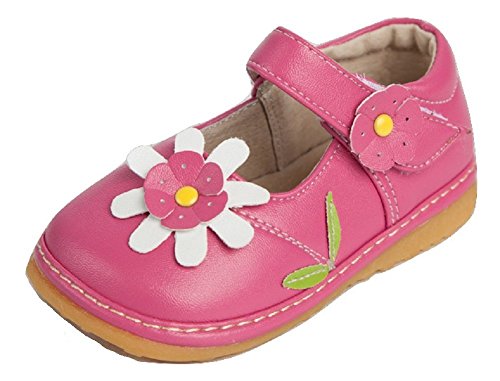 Pink with White Flower Mary Jane Toddler Girl Squeaky Shoes