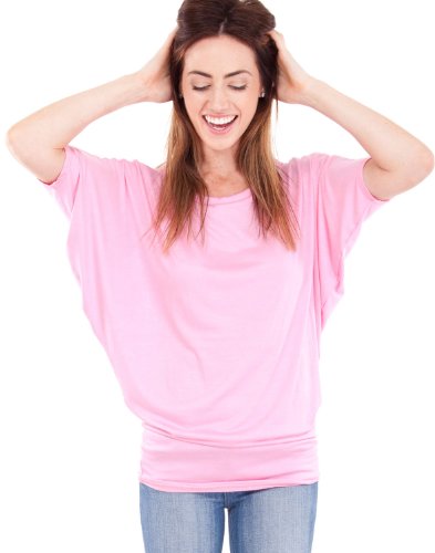 Aqua Blue Ladies Short Dolman Wing Sleeve Long Top
