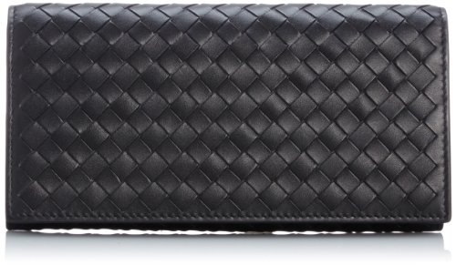 Bottega Veneta 男士新款 黑色双面小牛皮编织长夹 156819