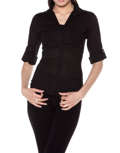 A.S Juniors Cotton Solid Roll Up Sleeve Button Down Shirts w/Pockets