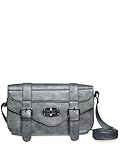 Passion Faux Leather Charcoal Buckle Baguette Shoulder Handbag