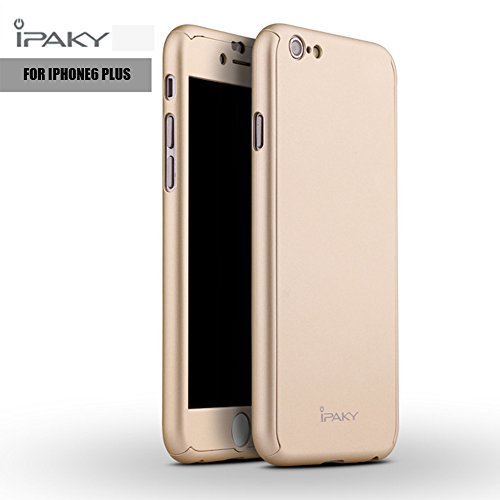 iPhone 6/6S Plus Case, Ipaky Ultra Thin Exact-Fit Premium Matte Finish Dual Layer Hard Case for iPhone 6 Plus with Tempered Glass Screen Protector for iPhone 6/6S Plus 5.5 (Gold)