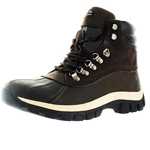 KingShow Men's Waterproof Leather Duck Boots Snow Winter