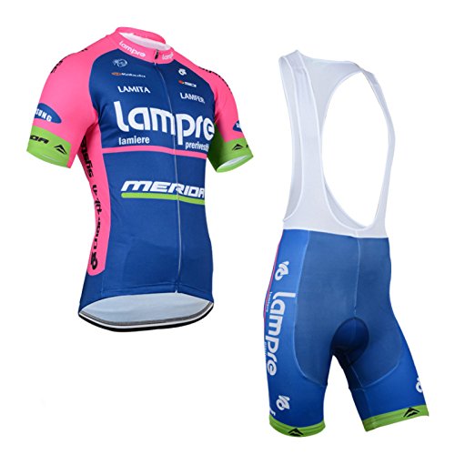 2014 Outdoor Sports Pro Team Men's Short Sleeve Lampre Cycling Jersey and Bib Shorts Set Blue