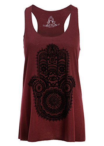 Burgundy Spiritual Hamsa Hand Yoga Loose Fit Muscle Tee Tank Top