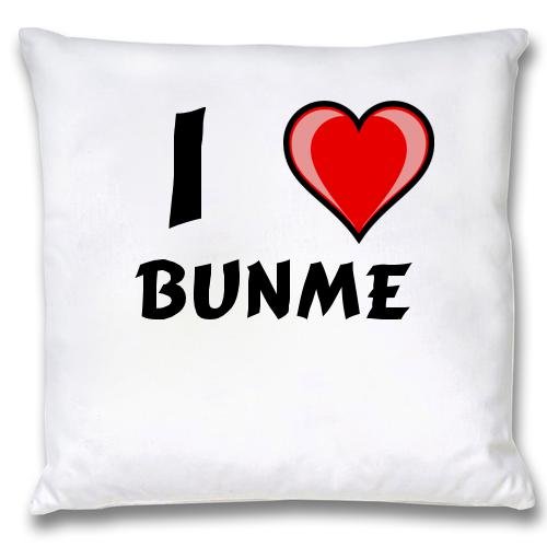 

White Cushion Cover with I Love Bunme (first name/surname/nickname)
