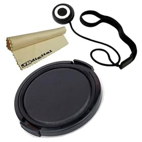 67mm Plastic Snap On Lens Cap + Lens Cap keeper + JB Microfiber Cleaning Cloth