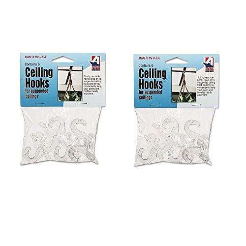 

Adams 1900993241 Clear Plastic Ceiling Hooks, 5/16 x 3/4 x 1-3/8, 6 Hooks/Pack