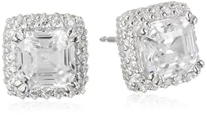 Simulated Diamond Stud Sterling Silver Fine Earrings