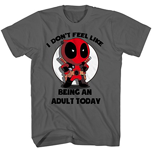 Deadpool I Don't Feel Like Being an Adult Today Mens Charcoal T-shirt