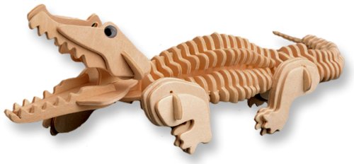 3-D Wooden Puzzle - Crocodile -Affordable Gift for your Little One! Item #DCHI-WPZ-M013