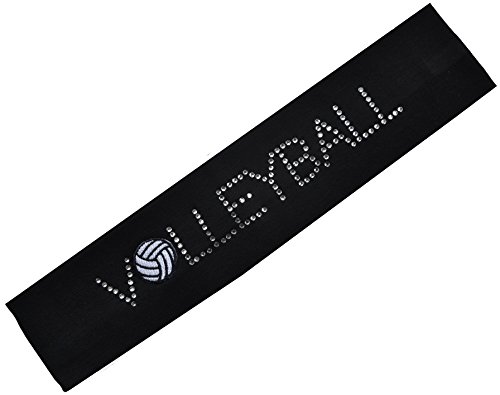 Rhinestone VOLLEYBALL PATCH Cotton Stretch Headband for Girls Teens and Adults - Volleyball Team Gifts ~ Funny Girl Designs