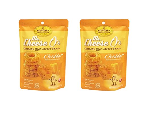 Sonomo Creamery Mr. Cheese O's Real Cheese Snacks Cheddar Gluten Free 1oz (Pack of 2)