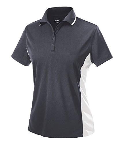 Charles River Apparel Women's Color Blocked Wicking Polo - Slate/White, Medium
