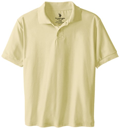 U.S. Polo Association School Uniform Big Boys' Short-Sleeve Pique Ribbed-Polo Shirt