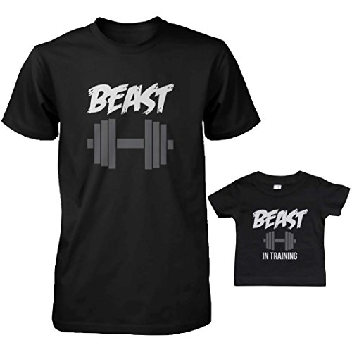 Daddy and Baby Matching T-Shirt and Infant Tee Set - Beast and Beast in Training