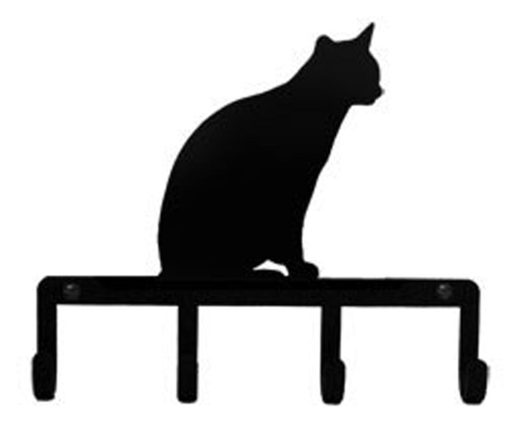 

Iron Cat Sitting Key Rack / Jewelry Holder / Pet Leash Hanger - Black Metal