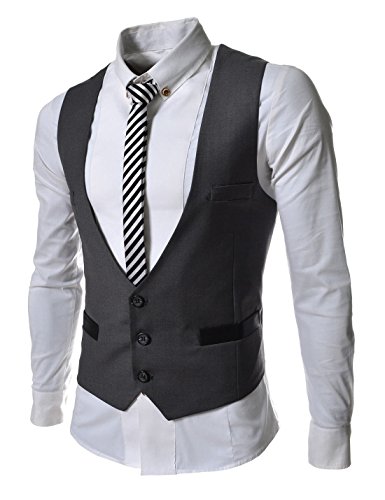 (TLV1) TheLees Mens Business Slim fit 3 Button Vest Waist Coat