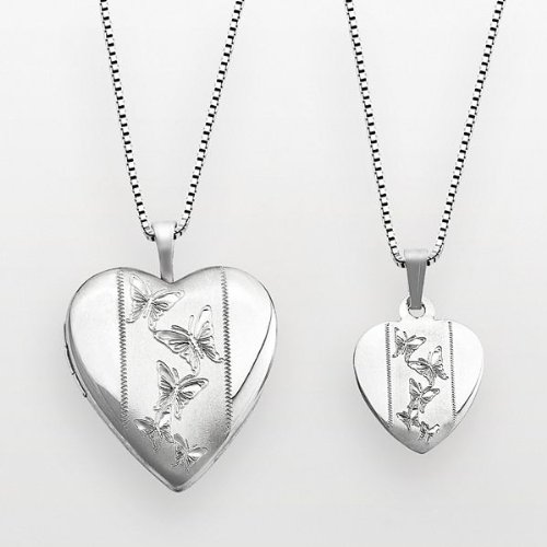 Algopix Similar Product 9 - Sterling Silver Butterfly Heart Locket