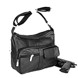 Concealed Carry Purse - NEW Soft Premium Leather Locking CCW Gun Bag (Black)