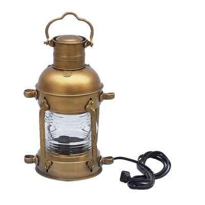 Anchor Electric Lantern Size: 15" H x 6" W x 8" D, Finish: Antique Brass