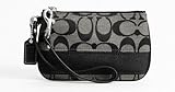 Coach Signature Stripe Small Wristlet F45608 (SV/Black White/Blk 2)