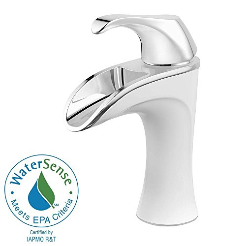 

Pfister - Brea 4 in. Centerset 1-Handle Bathroom Faucet in Chrome/White - Polished Chrome/White