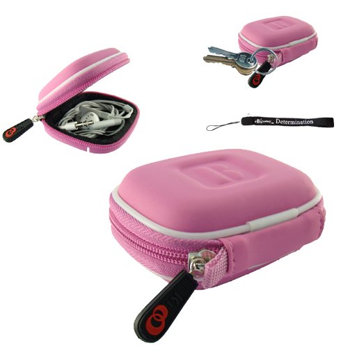 Travel KeyChain Case for SanDisk Sansa Clip 2 GB MP3 Player "Earphones set fits too!!!" + Includes a 4-inch eBigValue Determination Hand Strap as a gift!! by Unknown