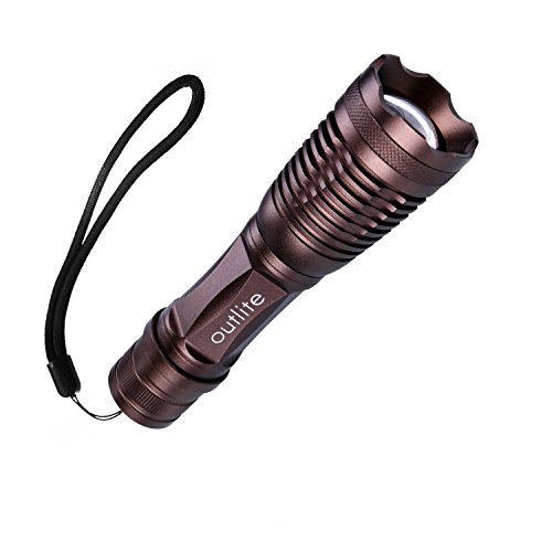 Outlite E6 High Powered Tactical Flashlight with 2pcs Rechargeable 18650 Battery and DC Charger, Ultra Bright LED Handheld Flashlight, 5 Light Modes Lantern Torch – Adjustable Focus Taclight