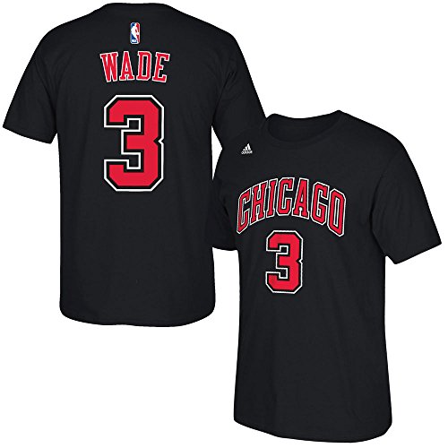 Adidas Dwyane Wade Chicago Bulls Jersey Name and Number T-Shirt (Black)