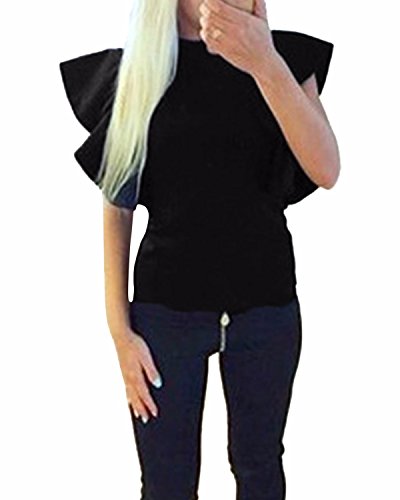 ZANZEA Women Loose Ruffle Sleeve Bodycon Clubwear Tee Shirt Tops Blouse