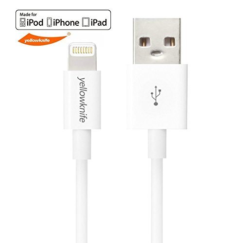 yellowknife [Apple MFI Certified] Lightning to USB Cable Sync Charger Data Cable Cord Data 3.3ft / 1m Lightning to USB Sync Charger Data Cable Cord Data for iPhone 5 5S 5C,iPad (Air/4th generation),iPad mini,iPod (7th generation),iPod touch (5th generation)&iPod nano(7th generation) (White-Round)
