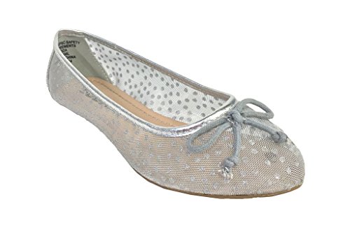 Soda Kid's Girly Winy-2 See Through Mesh Ballet Flats, silver, 13 LK