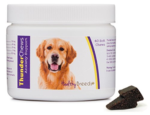 Healthy Breeds Thunderchews - Calming Relief for Dogs from Separation Anxiety, Stress, Travel & Vet Trips - 40 Count