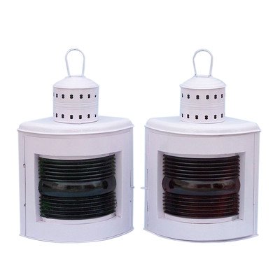 Port and Starboard Oil Lamp (Set of 2) Size: 17" H x 9.5" W x 7.5" D, Finish: White