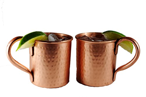 Set of 2 hammered Copper Mugs for Moscow Mules by ALCHEMADE with bonus E-Recipe book included