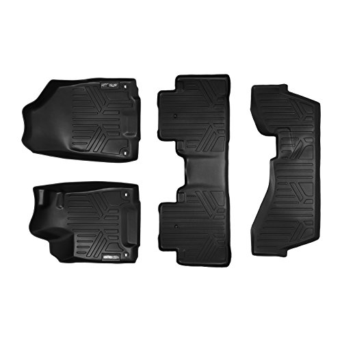 MAXFLOORMAT Floor Mats for Acura MDX (2014-2015) (3 Row Set) (Black)